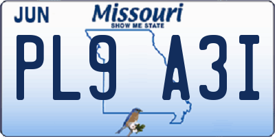 MO license plate PL9A3I