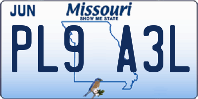 MO license plate PL9A3L