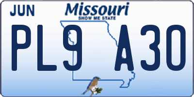 MO license plate PL9A3O