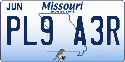 MO license plate PL9A3R