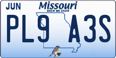 MO license plate PL9A3S