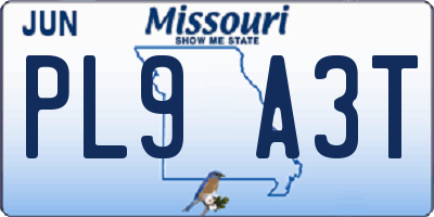 MO license plate PL9A3T
