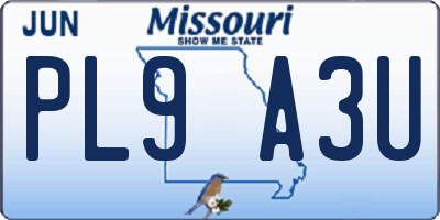 MO license plate PL9A3U