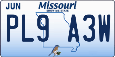 MO license plate PL9A3W