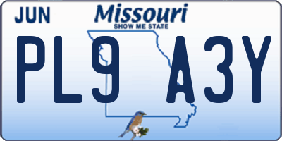 MO license plate PL9A3Y