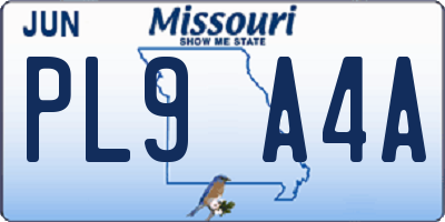 MO license plate PL9A4A