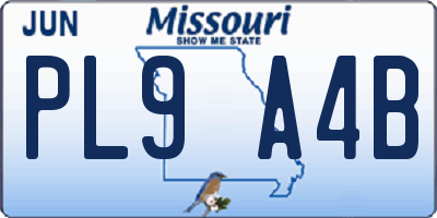 MO license plate PL9A4B
