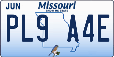 MO license plate PL9A4E
