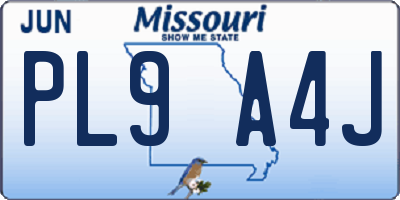 MO license plate PL9A4J