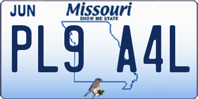 MO license plate PL9A4L