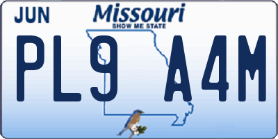 MO license plate PL9A4M