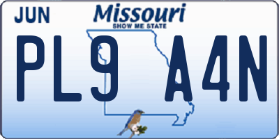 MO license plate PL9A4N