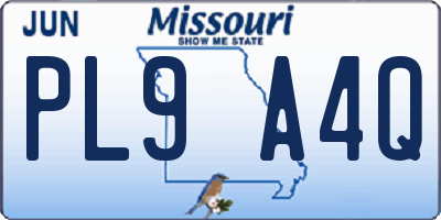 MO license plate PL9A4Q