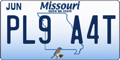MO license plate PL9A4T
