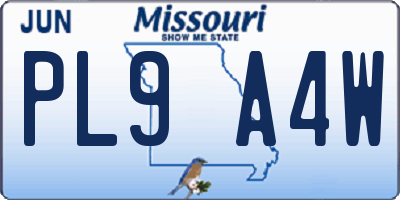 MO license plate PL9A4W