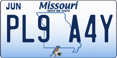 MO license plate PL9A4Y