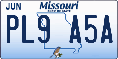 MO license plate PL9A5A