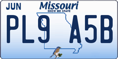 MO license plate PL9A5B