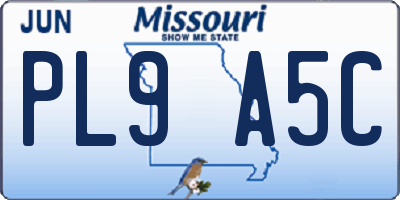 MO license plate PL9A5C