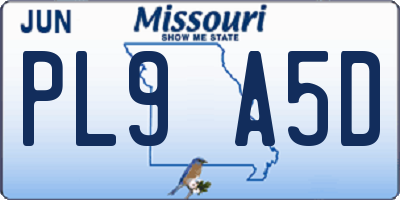 MO license plate PL9A5D