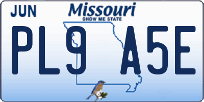 MO license plate PL9A5E