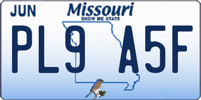 MO license plate PL9A5F