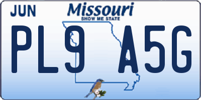 MO license plate PL9A5G