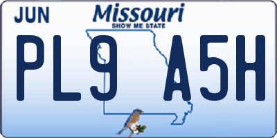 MO license plate PL9A5H