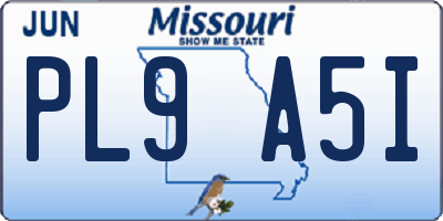 MO license plate PL9A5I