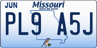 MO license plate PL9A5J