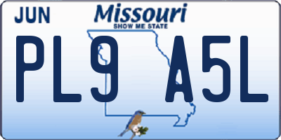 MO license plate PL9A5L