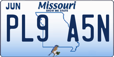 MO license plate PL9A5N