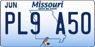 MO license plate PL9A5O