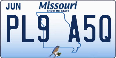 MO license plate PL9A5Q