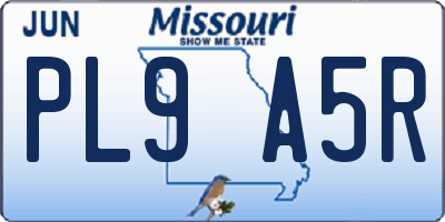 MO license plate PL9A5R