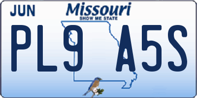 MO license plate PL9A5S