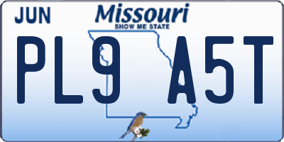 MO license plate PL9A5T