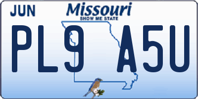 MO license plate PL9A5U