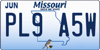 MO license plate PL9A5W