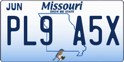 MO license plate PL9A5X