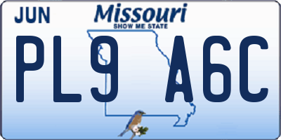 MO license plate PL9A6C
