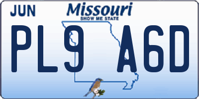 MO license plate PL9A6D