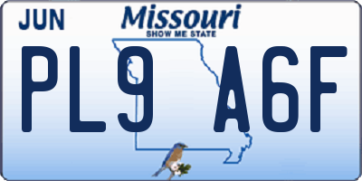 MO license plate PL9A6F