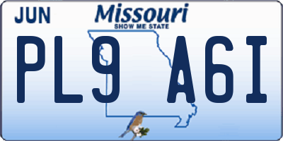 MO license plate PL9A6I