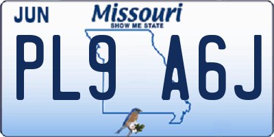 MO license plate PL9A6J
