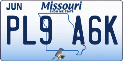MO license plate PL9A6K