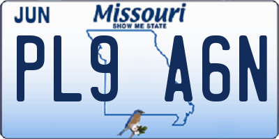 MO license plate PL9A6N