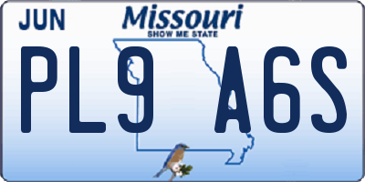 MO license plate PL9A6S