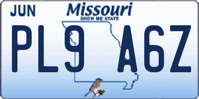 MO license plate PL9A6Z