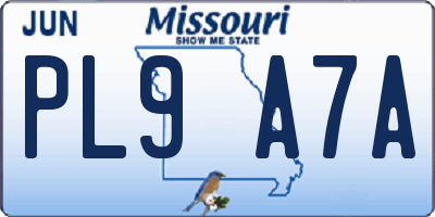MO license plate PL9A7A